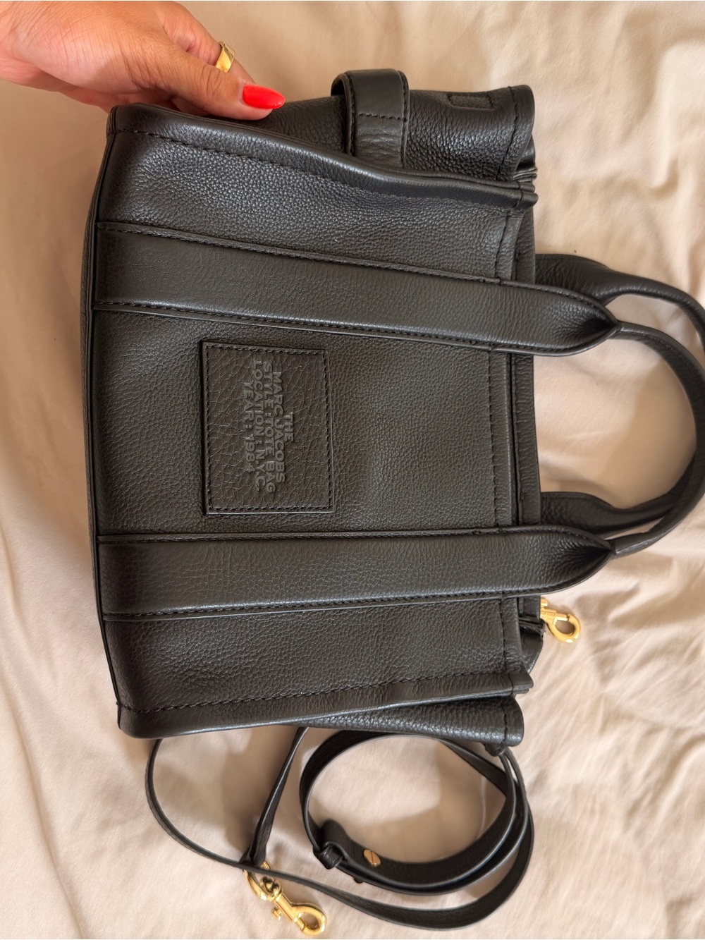 Marc Jacobs Black Pebbled Leather Tote with Removable Strap - Picture 3 of 6